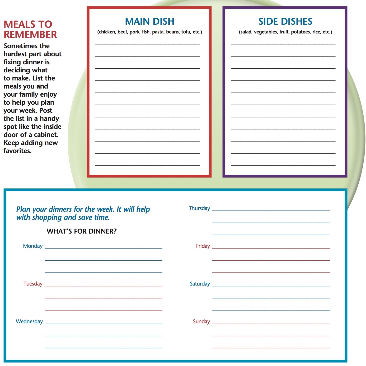 Planning ahead - EFNEP - Expanded Food and Nutrition Education Program