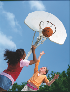 children playing basketball