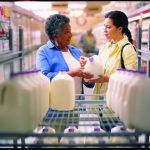 women shopping for milk