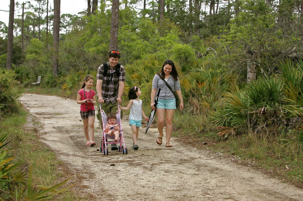 family walking outside