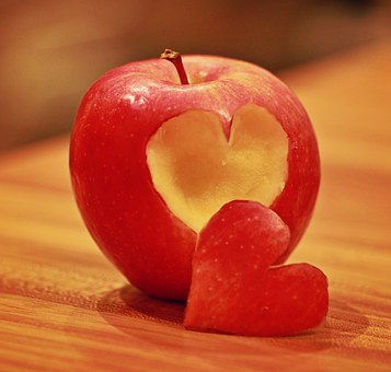 apple with heart shape cut out