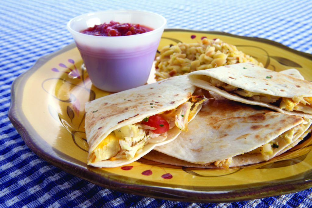 quesadillas on plate with salsa 