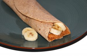tortilla with banana and peanut butter