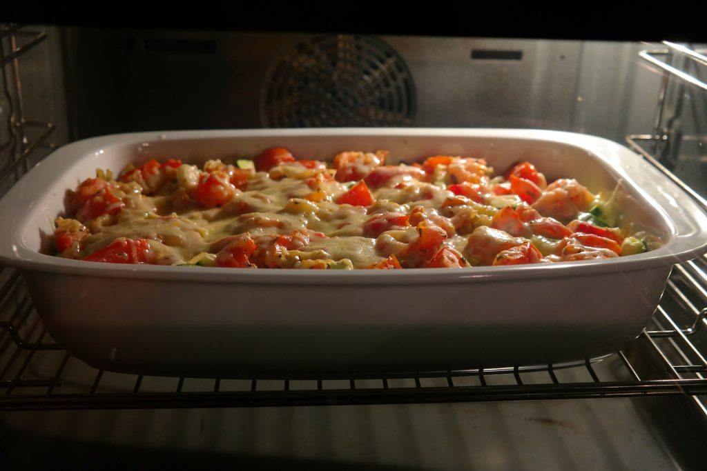 casserole dish in oven 