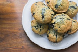 blueberry muffins on plate