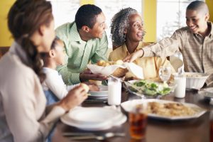 Family eating dinner